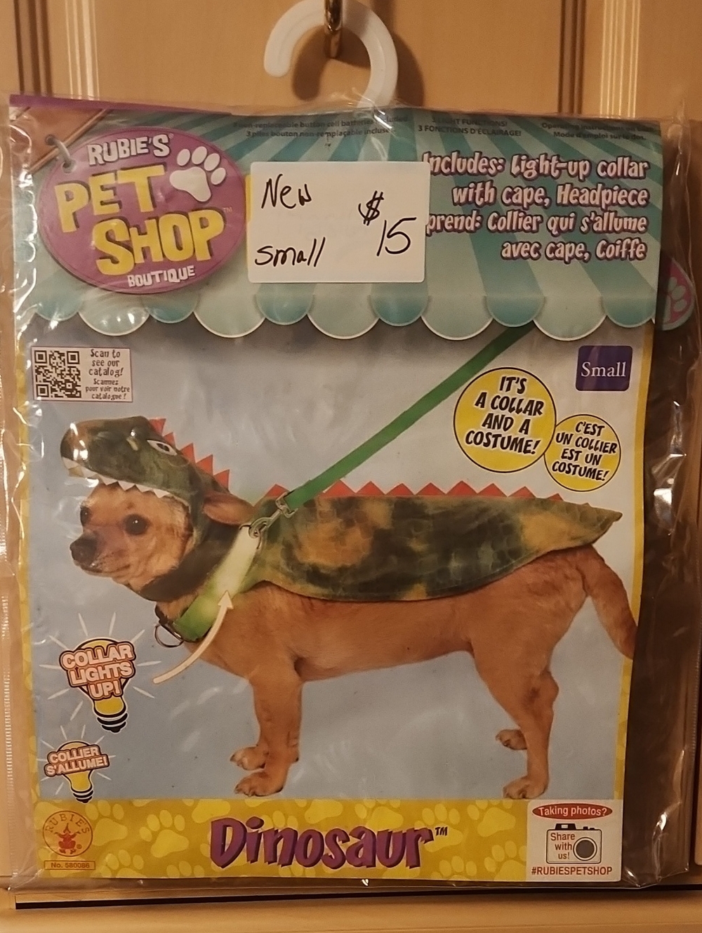 Rubie's Green Dinosaur Light-Up Collar & Cape Pet Costume